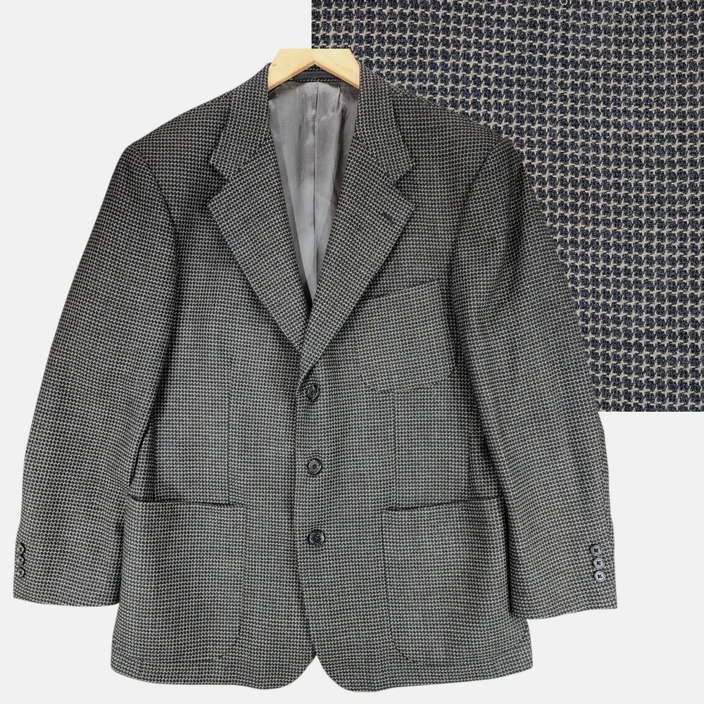 Vtg Nordstrom Blazer 40R Men Gray Nailhead Tweed Birdseye USA Wool Preppy